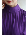 Elegant purple loose balloon sleeve medium dress