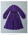 Elegant purple loose balloon sleeve medium dress