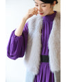 Elegant purple loose balloon sleeve medium dress