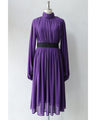 Elegant purple loose balloon sleeve medium dress