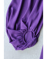 Elegant purple loose balloon sleeve medium dress