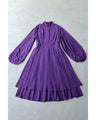 Elegant purple loose balloon sleeve medium dress