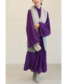 Elegant purple loose balloon sleeve medium dress