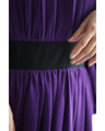 Elegant purple loose balloon sleeve medium dress