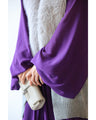 Elegant purple loose balloon sleeve medium dress