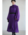 Elegant purple loose balloon sleeve medium dress
