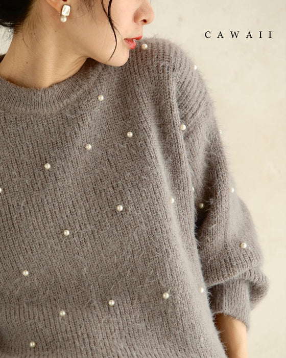 パールの雪降るふわふわ起毛ニットプルオーバートップス
