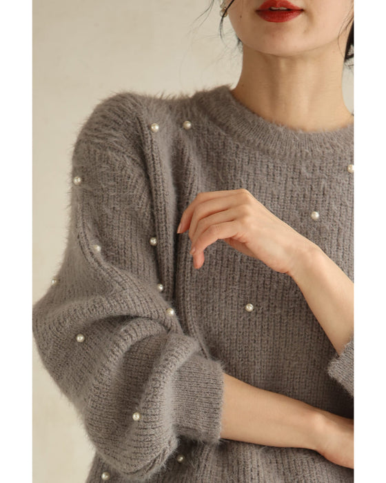パールの雪降るふわふわ起毛ニットプルオーバートップス