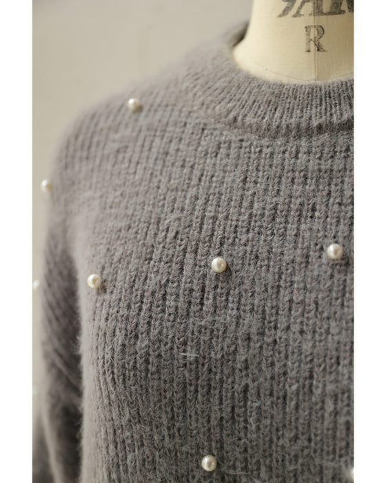 パールの雪降るふわふわ起毛ニットプルオーバートップス