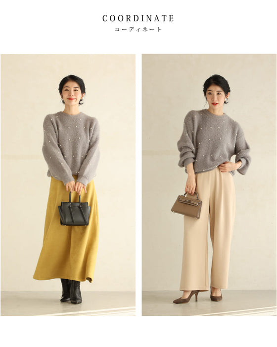 パールの雪降るふわふわ起毛ニットプルオーバートップス