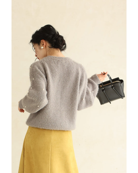 パールの雪降るふわふわ起毛ニットプルオーバートップス