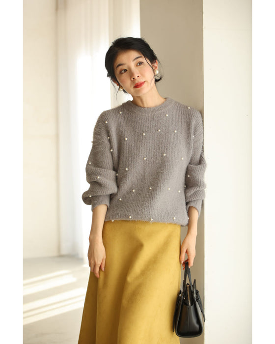 パールの雪降るふわふわ起毛ニットプルオーバートップス