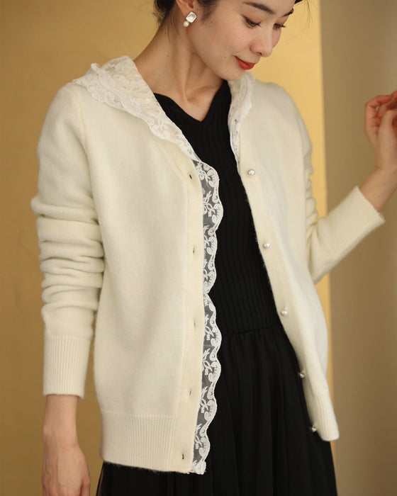 A gorgeous lace hooded knit cardigan