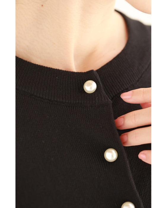 ふっくらバルーン袖の厚手ニットカーディガン