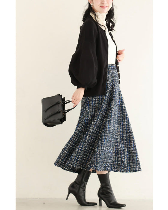 ふっくらバルーン袖の厚手ニットカーディガン