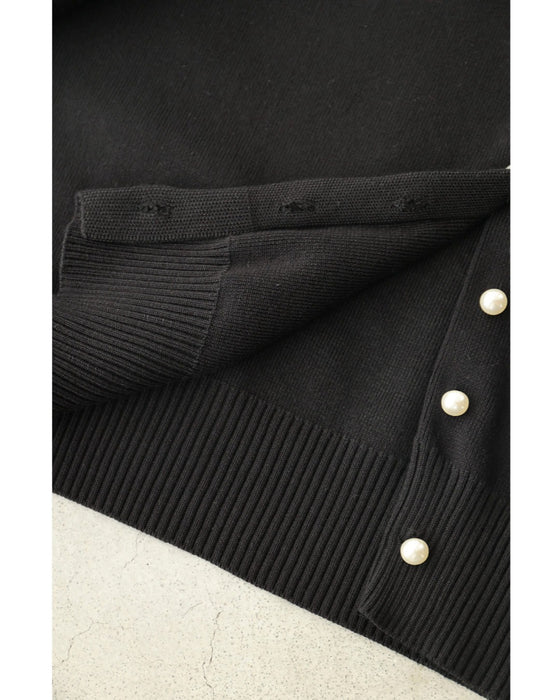 ふっくらバルーン袖の厚手ニットカーディガン