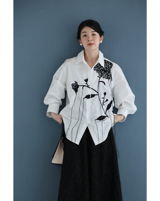 垂らしこみアートデザインの影絵シャツトップス