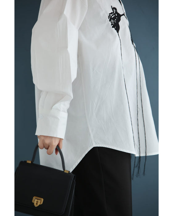 垂らしこみアートデザインの影絵シャツトップス