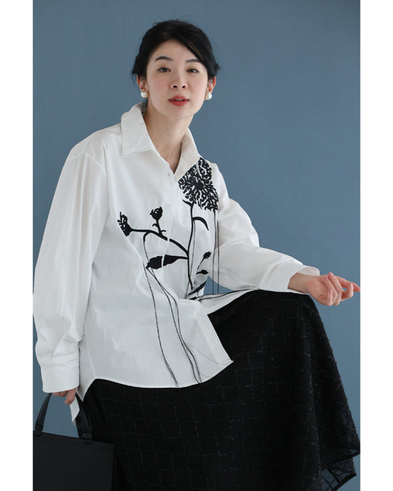 垂らしこみアートデザインの影絵シャツトップス