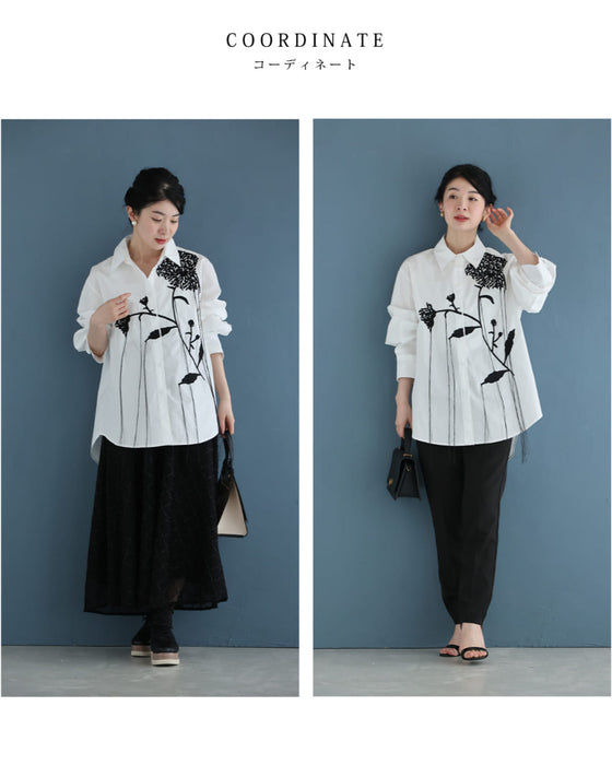 垂らしこみアートデザインの影絵シャツトップス