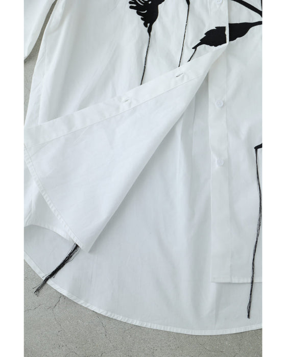 垂らしこみアートデザインの影絵シャツトップス