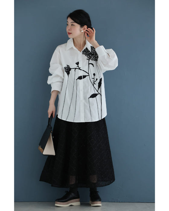 垂らしこみアートデザインの影絵シャツトップス