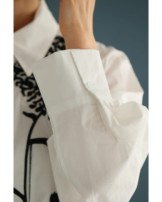 垂らしこみアートデザインの影絵シャツトップス