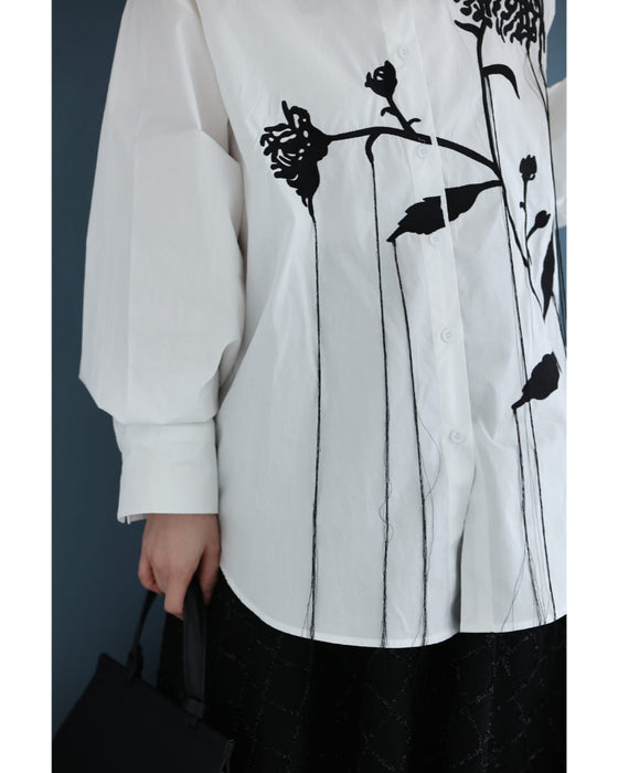 垂らしこみアートデザインの影絵シャツトップス