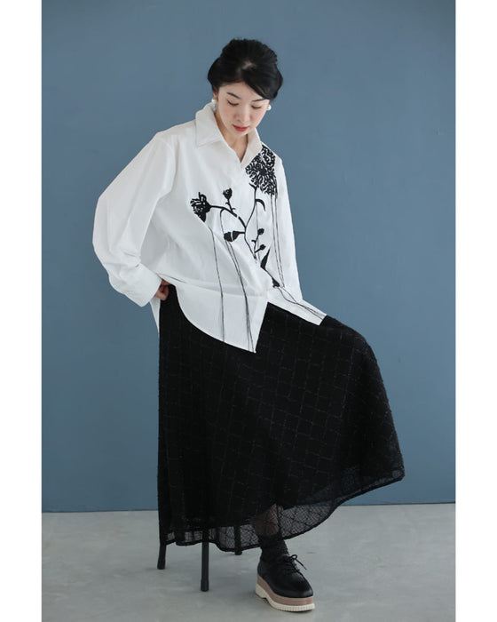 垂らしこみアートデザインの影絵シャツトップス