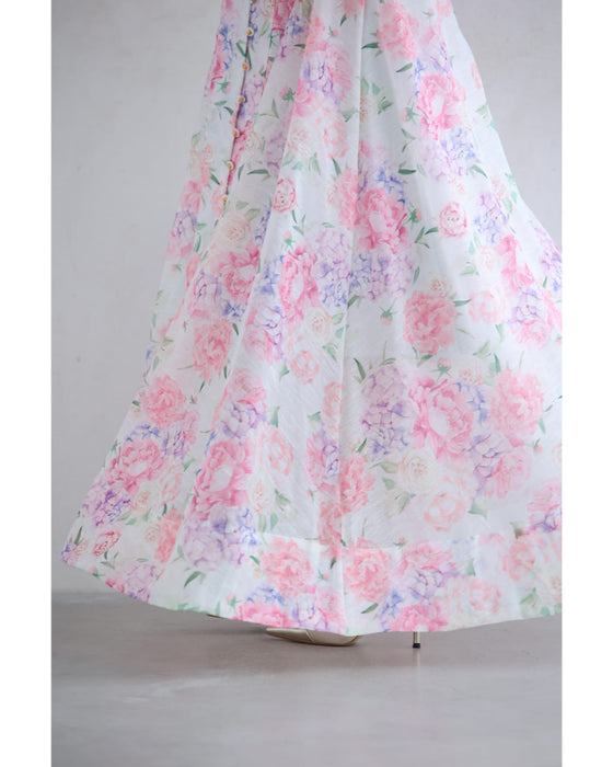 笑顔咲く花束ロングワンピース(リボン、インナー付き)