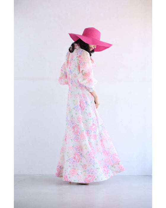 笑顔咲く花束ロングワンピース(リボン、インナー付き)