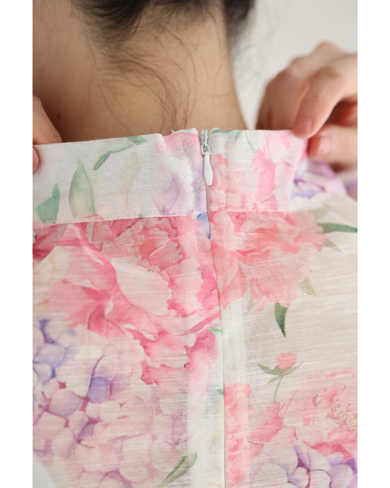 笑顔咲く花束ロングワンピース(リボン、インナー付き)