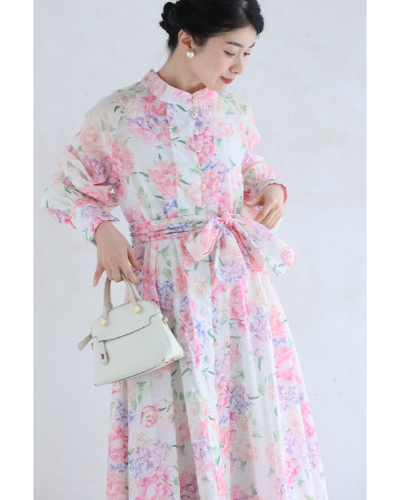 笑顔咲く花束ロングワンピース(リボン、インナー付き)