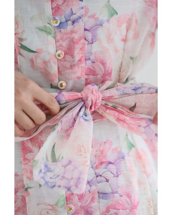 笑顔咲く花束ロングワンピース(リボン、インナー付き)