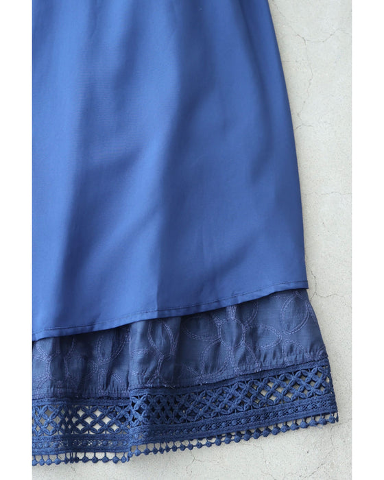 全面に咲く花刺繍のベールロングワンピース(ベルト付き)