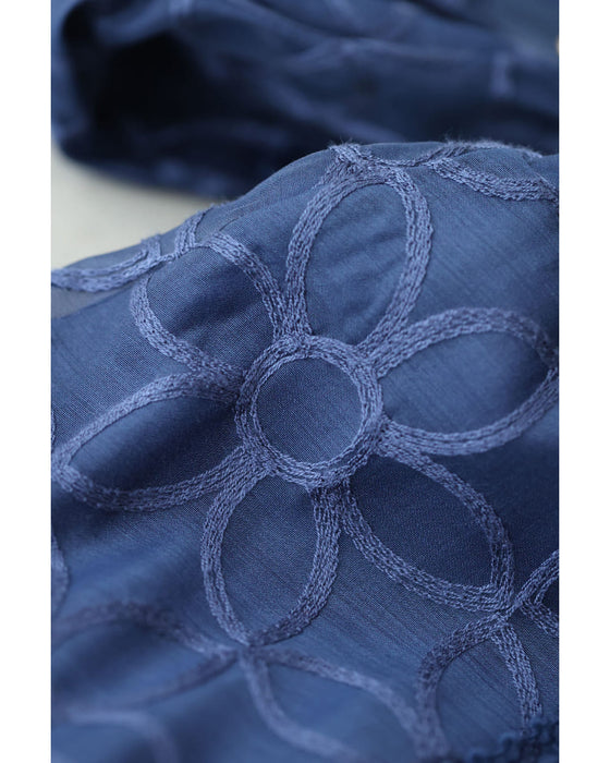 全面に咲く花刺繍のベールロングワンピース(ベルト付き)