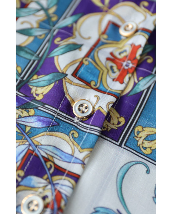 軽やかに風感じるスカーフ柄タックミディアムワンピース