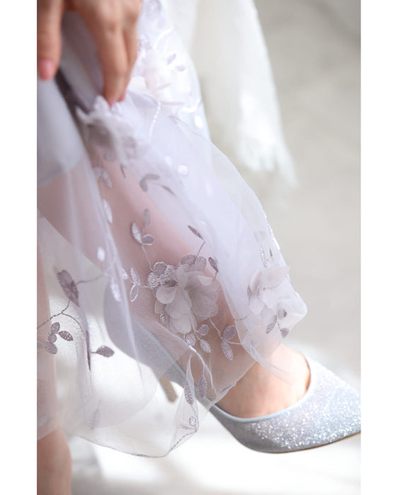 花びら浮かぶふんわり2重チュールミディアムスカート