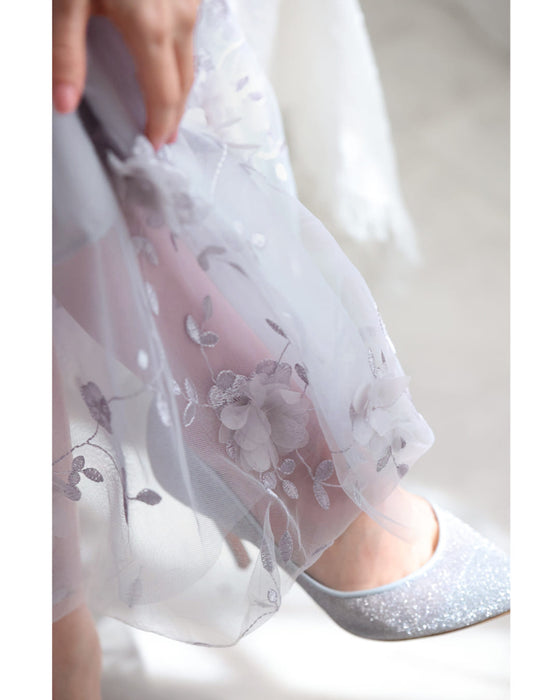 花びら浮かぶふんわり2重チュールミディアムスカート