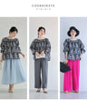 首元を飾るシェルレースの白花刺繍ブラウストップス