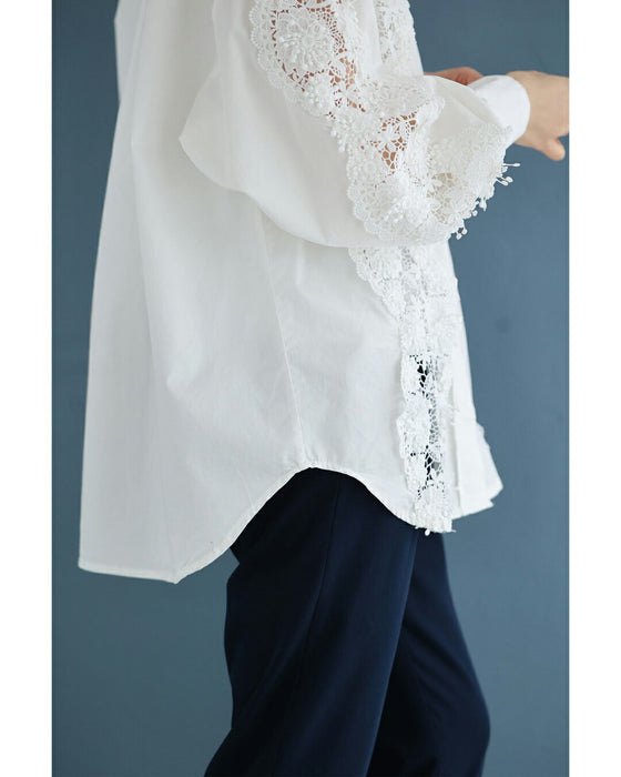 流れゆく花レースのシャツトップス