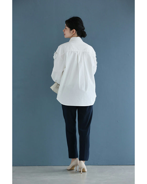 流れゆく花レースのシャツトップス