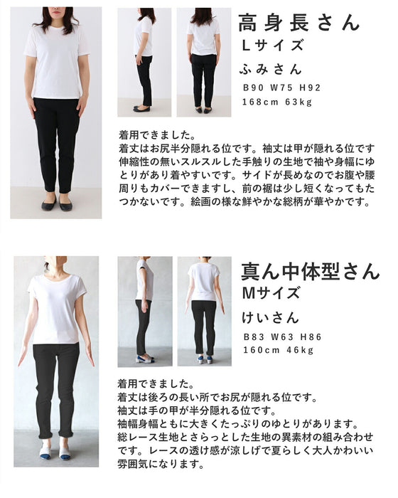 シャツとステンドグラスレースのドッキングブラウス