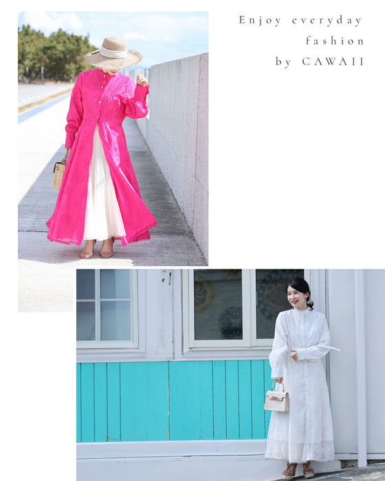 春一番。私が始まるとっておき花刺繍ロングワンピース(ベルト付き)