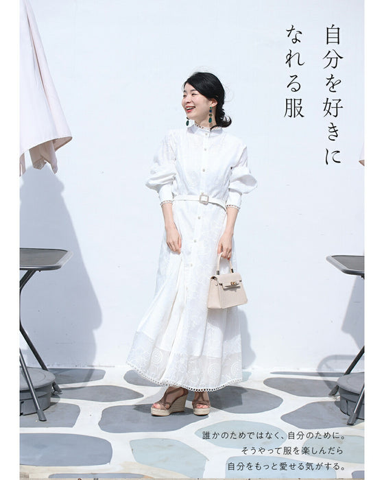 春一番。私が始まるとっておき花刺繍ロングワンピース(ベルト付き)