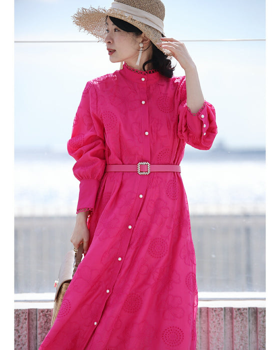 春一番。私が始まるとっておき花刺繍ロングワンピース(ベルト付き)