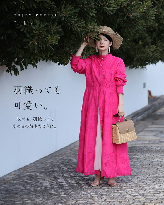 春一番。私が始まるとっておき花刺繍ロングワンピース(ベルト付き)