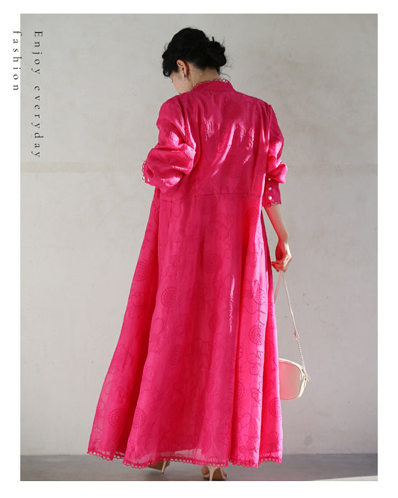 春一番。私が始まるとっておき花刺繍ロングワンピース(ベルト付き)