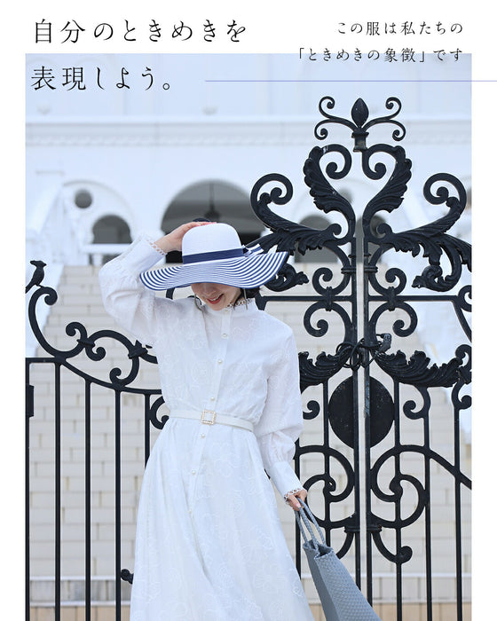 春一番。私が始まるとっておき花刺繍ロングワンピース(ベルト付き)