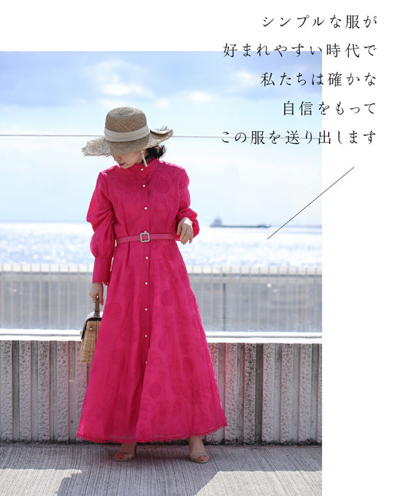 春一番。私が始まるとっておき花刺繍ロングワンピース(ベルト付き)